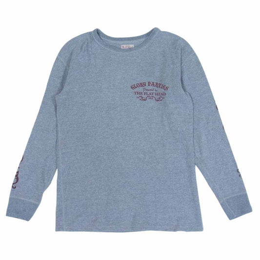 THE FLAT HEAD ザフラットヘッド プリント サーマル 長袖 Tシャツ グレー系 38【中古】