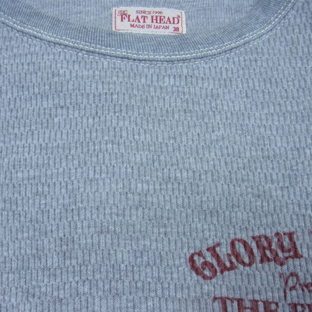 THE FLAT HEAD ザフラットヘッド プリント サーマル 長袖 Tシャツ グレー系 38【中古】