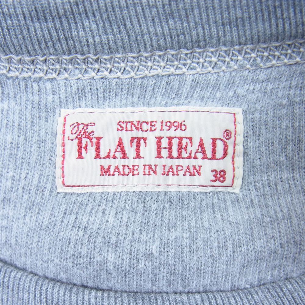 THE FLAT HEAD ザフラットヘッド プリント サーマル 長袖 Tシャツ グレー系 38【中古】