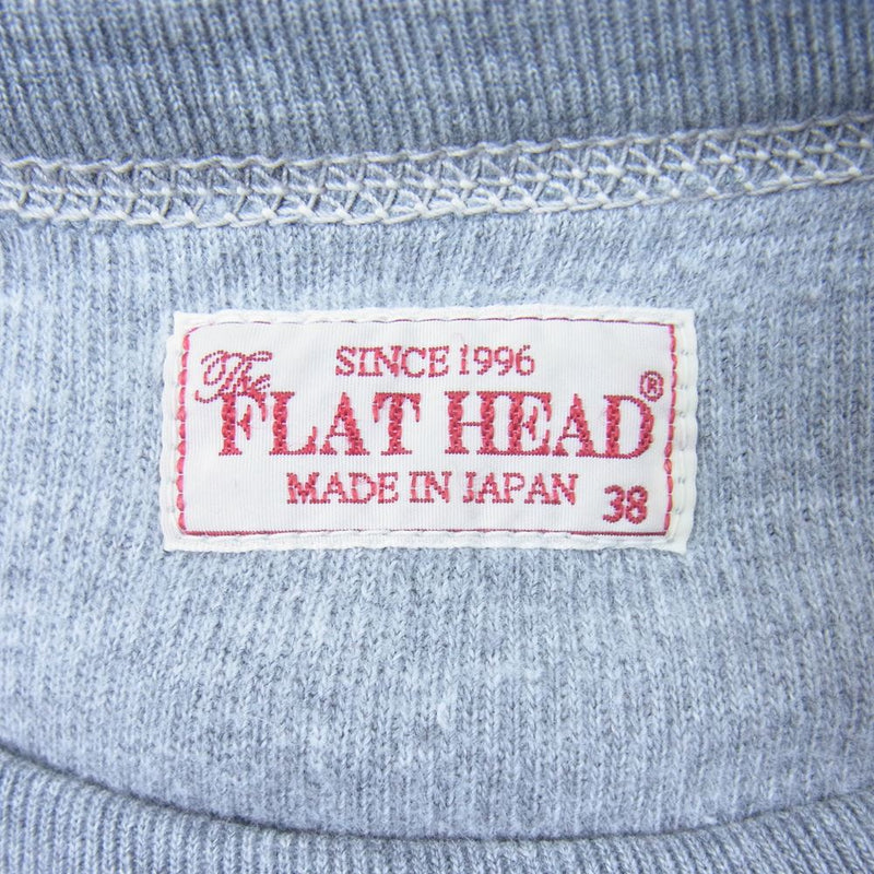THE FLAT HEAD ザフラットヘッド プリント サーマル 長袖 Tシャツ グレー系 38【中古】
