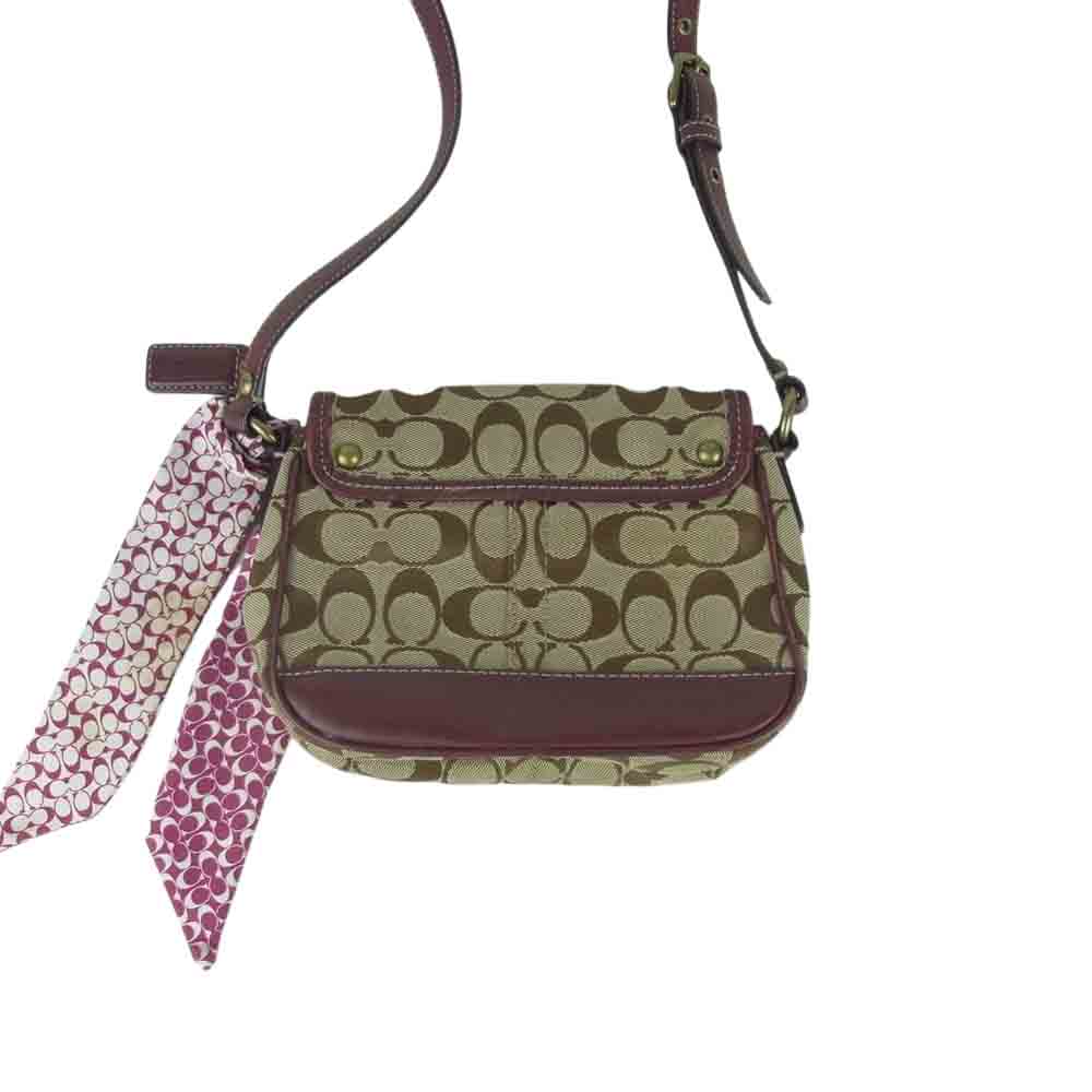 COACH コーチ GO794-10566S シグネーチャー ショルダー バッグ ベージュ系 ワインレッド系【中古】