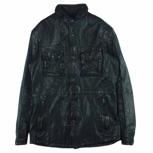 DESIGNWORKS デザインワークス 350090004 ラムレザー シングル スナップボタン レザー ジャケット ブラック系 46【中古】