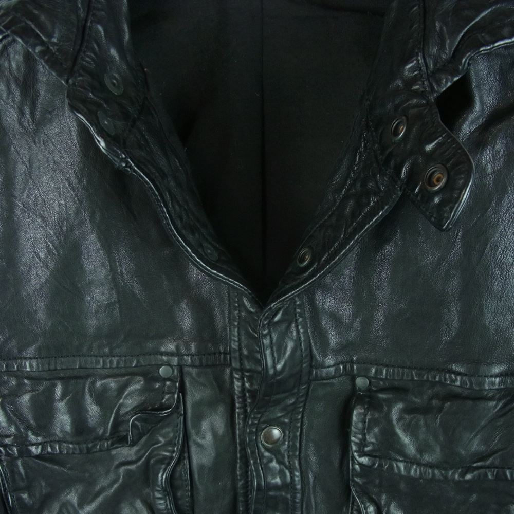 DESIGNWORKS デザインワークス 350090004 ラムレザー シングル スナップボタン レザー ジャケット ブラック系 46【中古】