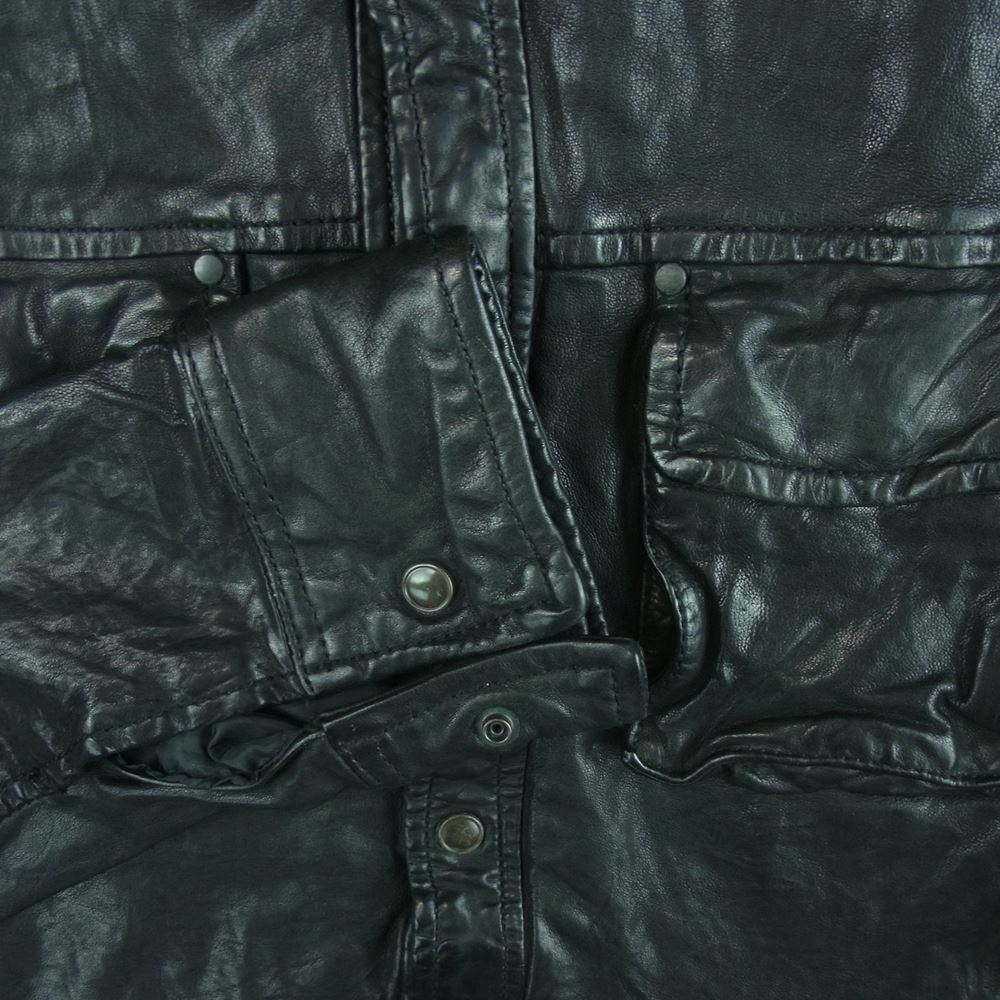 DESIGNWORKS デザインワークス 350090004 ラムレザー シングル スナップボタン レザー ジャケット ブラック系 46【中古】