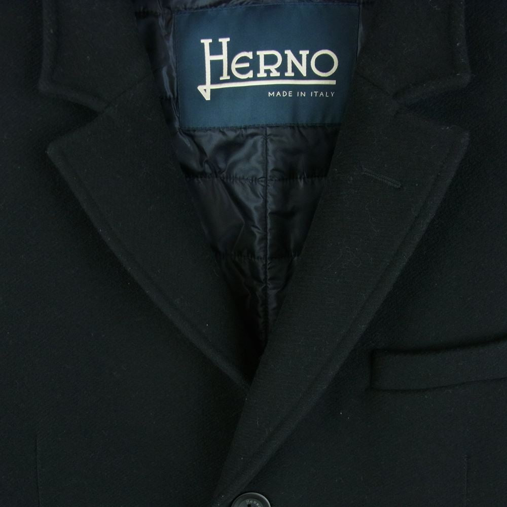 Herno ヘルノ CA0045U-39601-9300 ヘルノジャパンタグ 裏地キルティング 中綿 ウール チェスター コート イタリア製 ブラック系 50【中古】