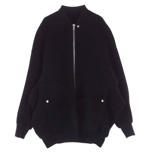 Rick Owens リックオウエンス 22AW RU02B2795-DD STROBE JUMBO PETER JKT IN DUST DOUBLE CASHMERE カシミヤ100％ ストロボ ピーター MA-1 ロングブルゾン ブラック系 36(US)【美品】【中古】