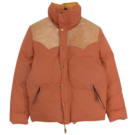 WAREHOUSE ウエアハウス レザーヨーク切替 ダウン ジャケット オレンジ系 38【中古】