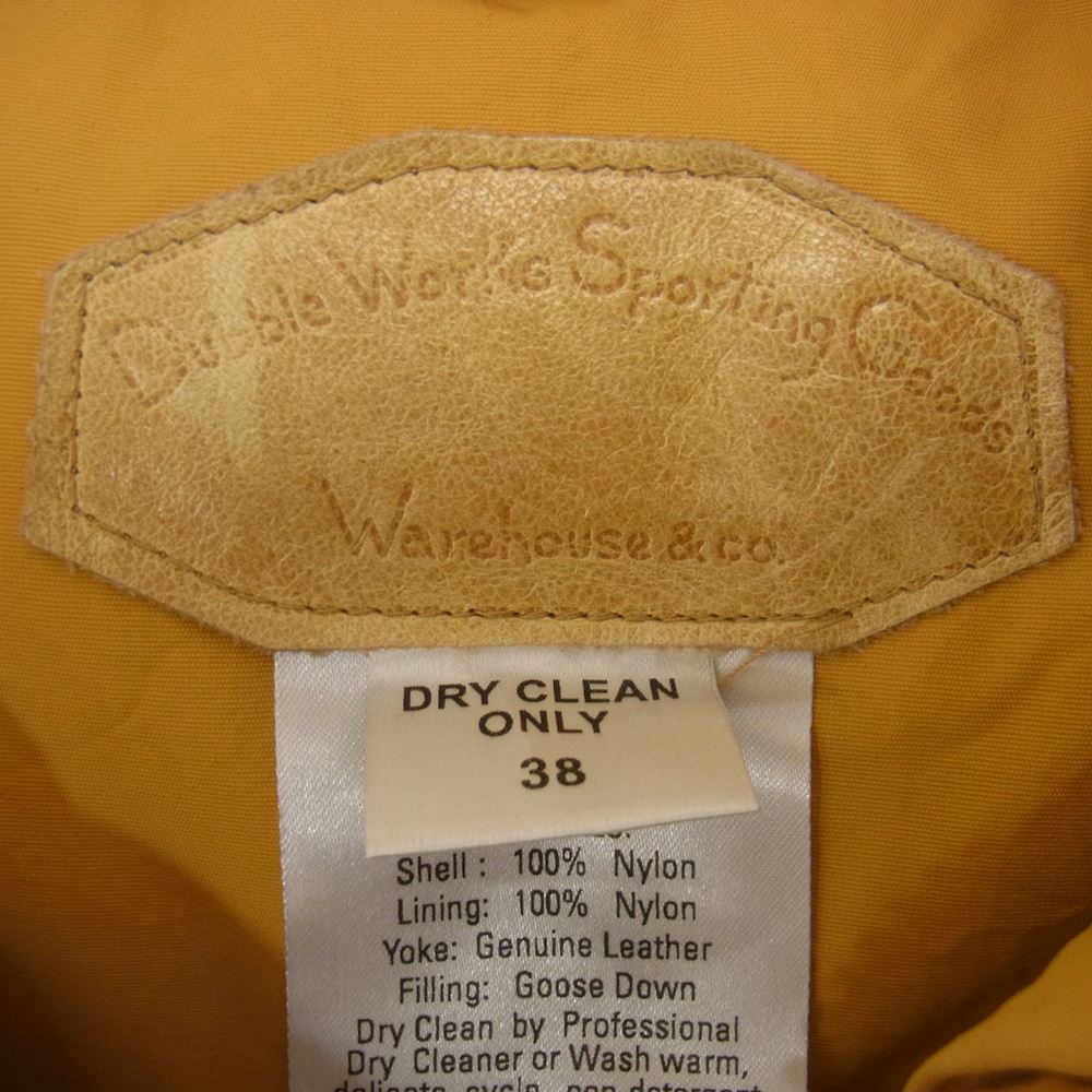WAREHOUSE ウエアハウス レザーヨーク切替 ダウン ジャケット オレンジ系 38【中古】