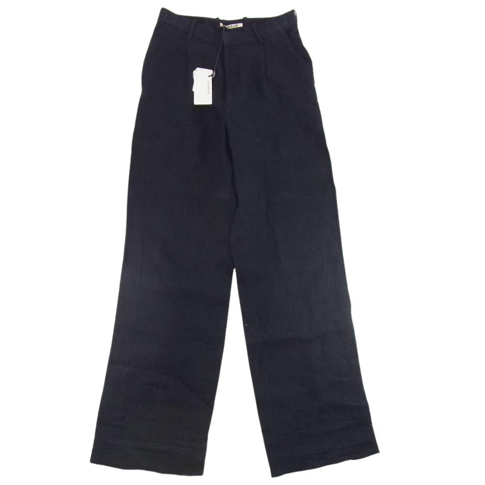 AURALEE オーラリー A9SP06LS LINEN SILK SUMMER TWEED SLACKS リネン シルク サマーツイード スラックス ブラック系 1【新古品】【未使用】【中古】