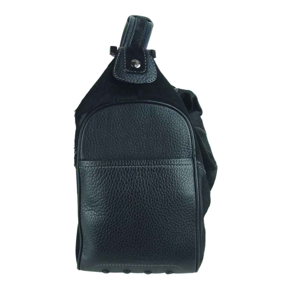 TOD’S トッズ ハラコ スエード 切替 ハンド バッグ ブラック系【中古】