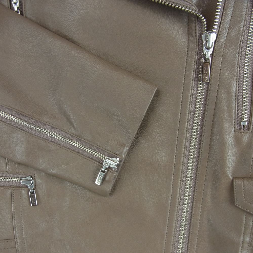 FOXEY フォクシー 36085-MAJFG105TN NEY YORK ニューヨーク 国内正規品 襟リアルムートン フェイクレザー ダブル ライダース ジャケット ブラック系 グレイッシュブラウン系 38【中古】