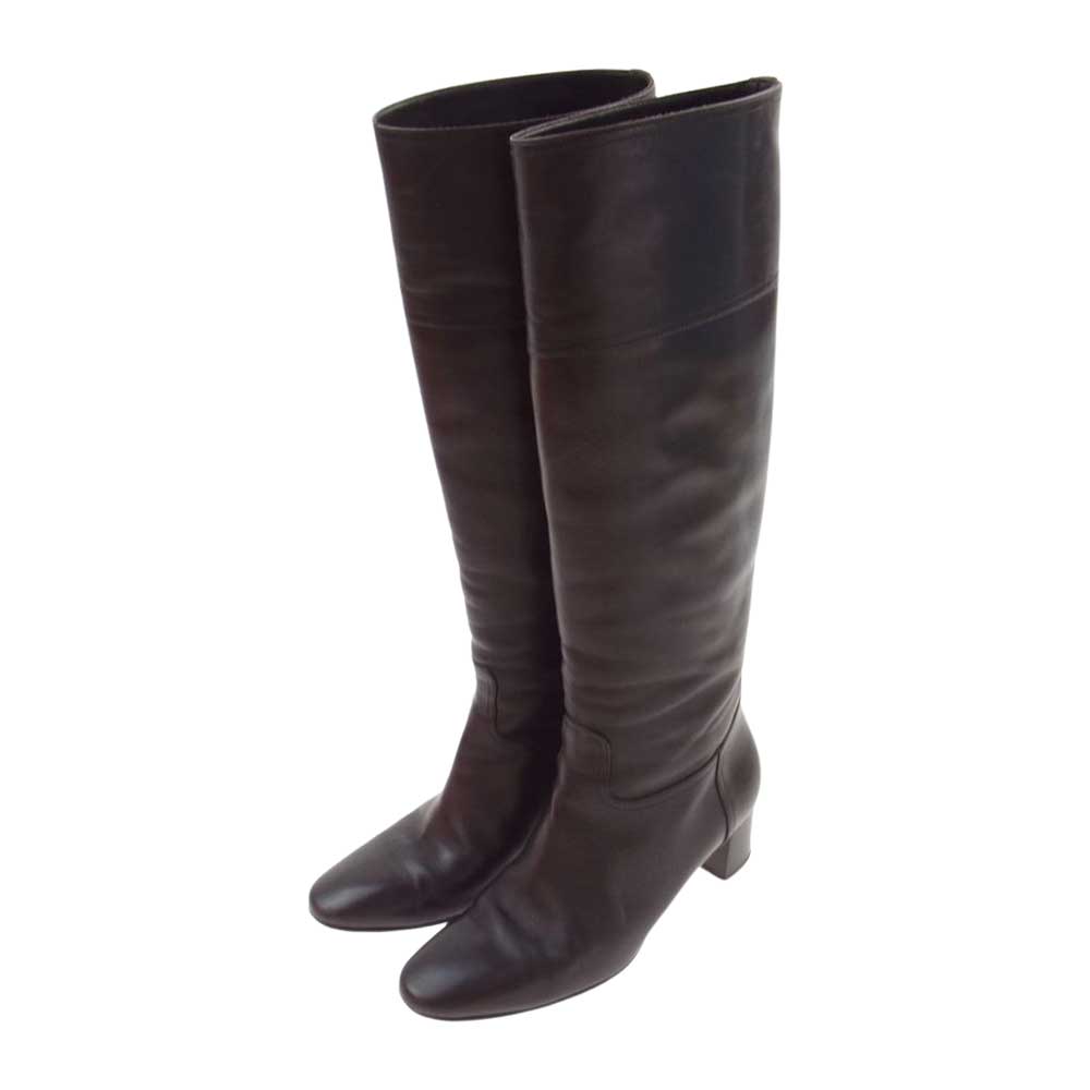 HERMES エルメス レザー ロング ブーツ ブラウン ブラウン系 22.5cm【中古】