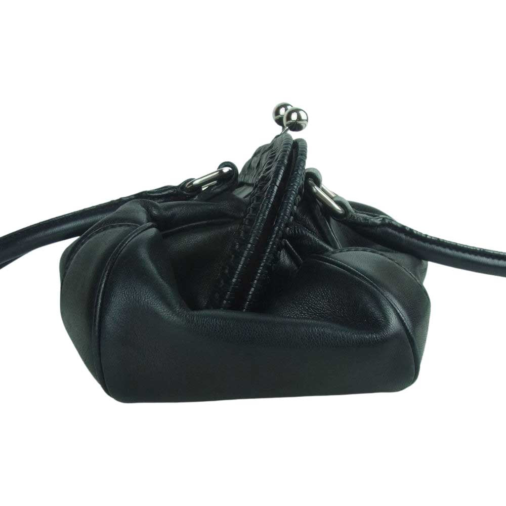 PRADA プラダ レザー がま口 ショルダー ハンド バッグ イタリア製 ブラック系【中古】