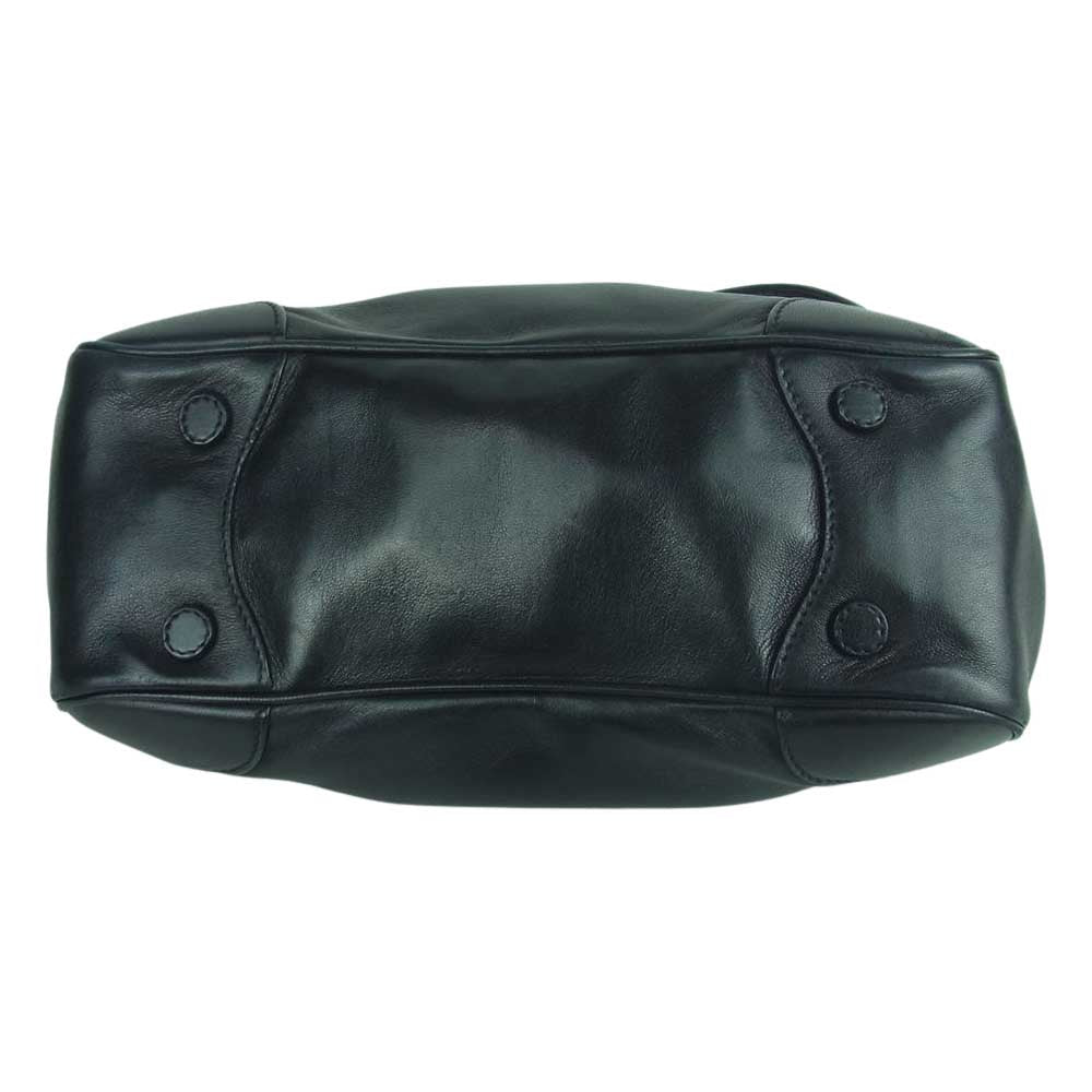 PRADA プラダ レザー がま口 ショルダー ハンド バッグ イタリア製 ブラック系【中古】