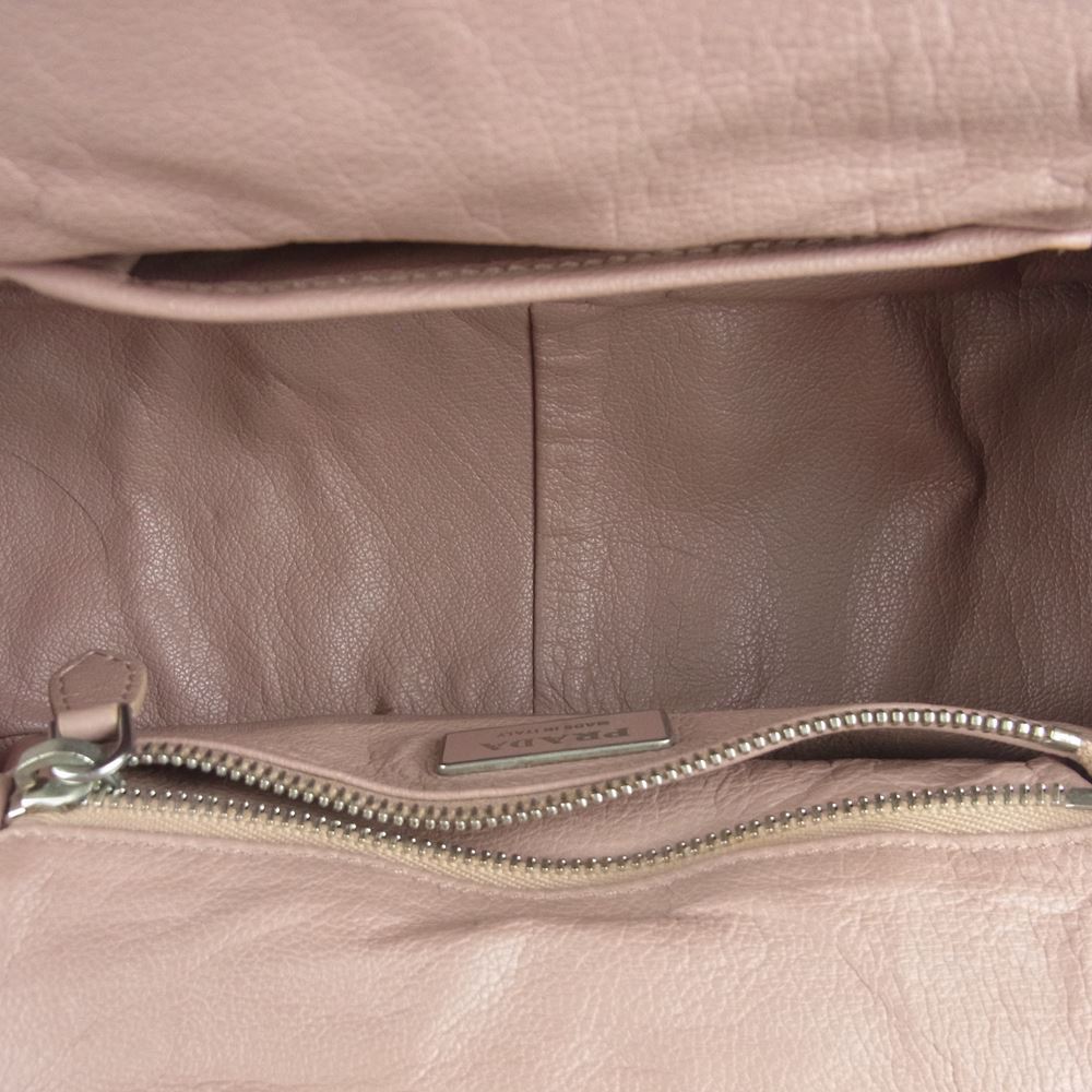 PRADA プラダ レザー がま口 ショルダー ハンド バッグ イタリア製 ブラック系【中古】