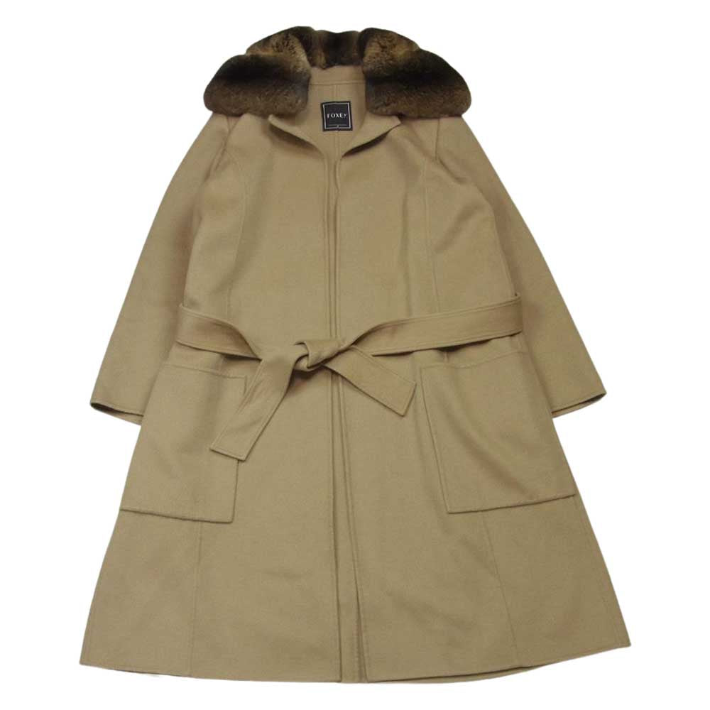 FOXEY フォクシー 27451-ACFA15KN 国内正規品 着脱式 リアルファー カシミヤ ロング ウィンター マスト コート ブラウン系 38【中古】