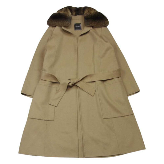 FOXEY フォクシー 27451-ACFA15KN 国内正規品 着脱式 リアルファー カシミヤ ロング ウィンター マスト コート ブラウン系 38【中古】