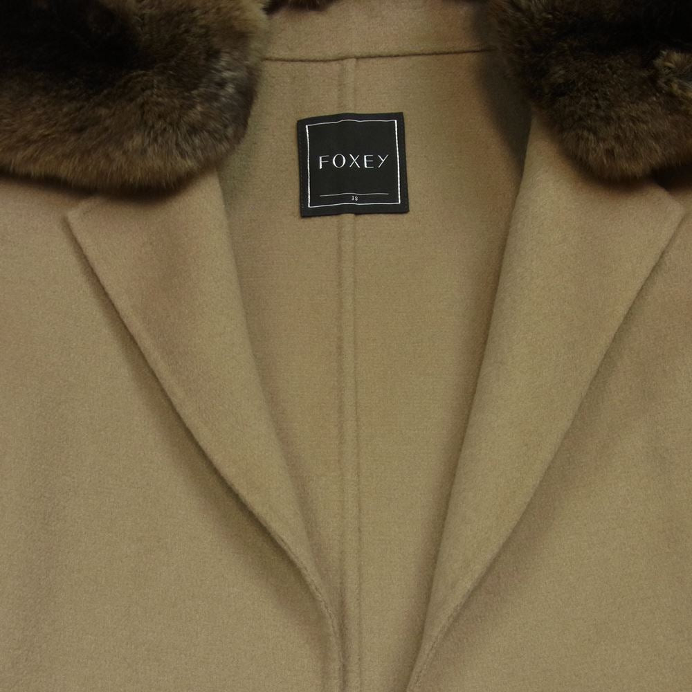 FOXEY フォクシー 27451-ACFA15KN 国内正規品 着脱式 リアルファー カシミヤ ロング ウィンター マスト コート ブラウン系 38【中古】