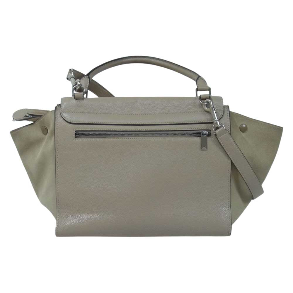 CELINE セリーヌ トラペーズ ミディアム 2way ショルダー ハンド バッグ ベージュ系【中古】