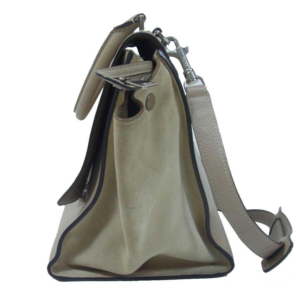 CELINE セリーヌ トラペーズ ミディアム 2way ショルダー ハンド バッグ ベージュ系【中古】