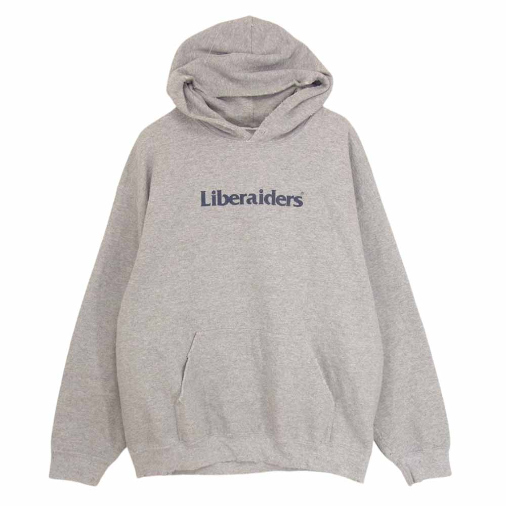リベレイダース OG LOGO PULLOVER HOODIE パーカー ダメージ ネップ 加工 ロゴ プリント プルオーバー スウェット パーカー グレー系 L【中古】