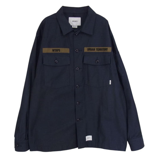 WTAPS ダブルタップス 20AW 202BRDT-SHM01 BUDS LS/COTTON SATIN 長袖シャツ コットン ネイビー系 03【中古】