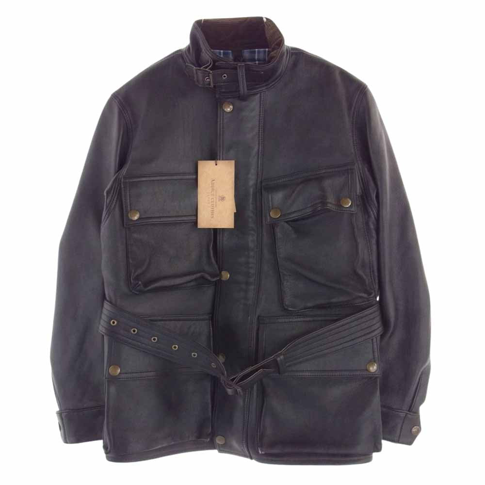 ADDICT CLOTHES アディクトクローズ AD-10 BMC JACKET DEER ベルト付 シープスキン レザー ジャケット ブラック系 38【美品】【中古】