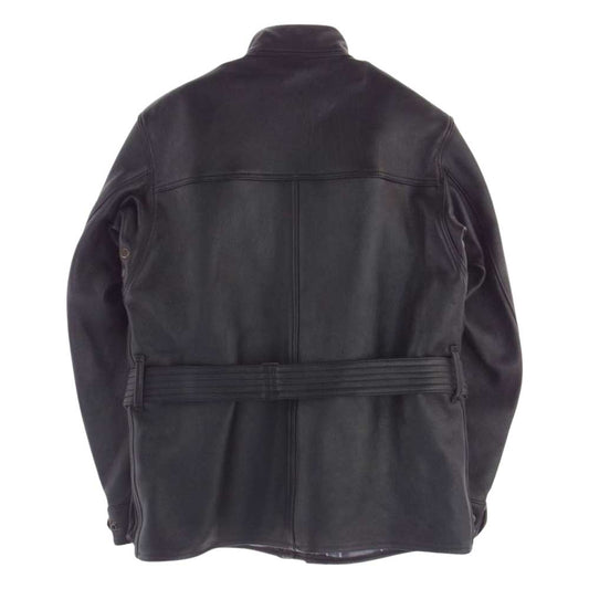 ADDICT CLOTHES アディクトクローズ AD-10 BMC JACKET DEER ベルト付 シープスキン レザー ジャケット ブラック系 38【美品】【中古】