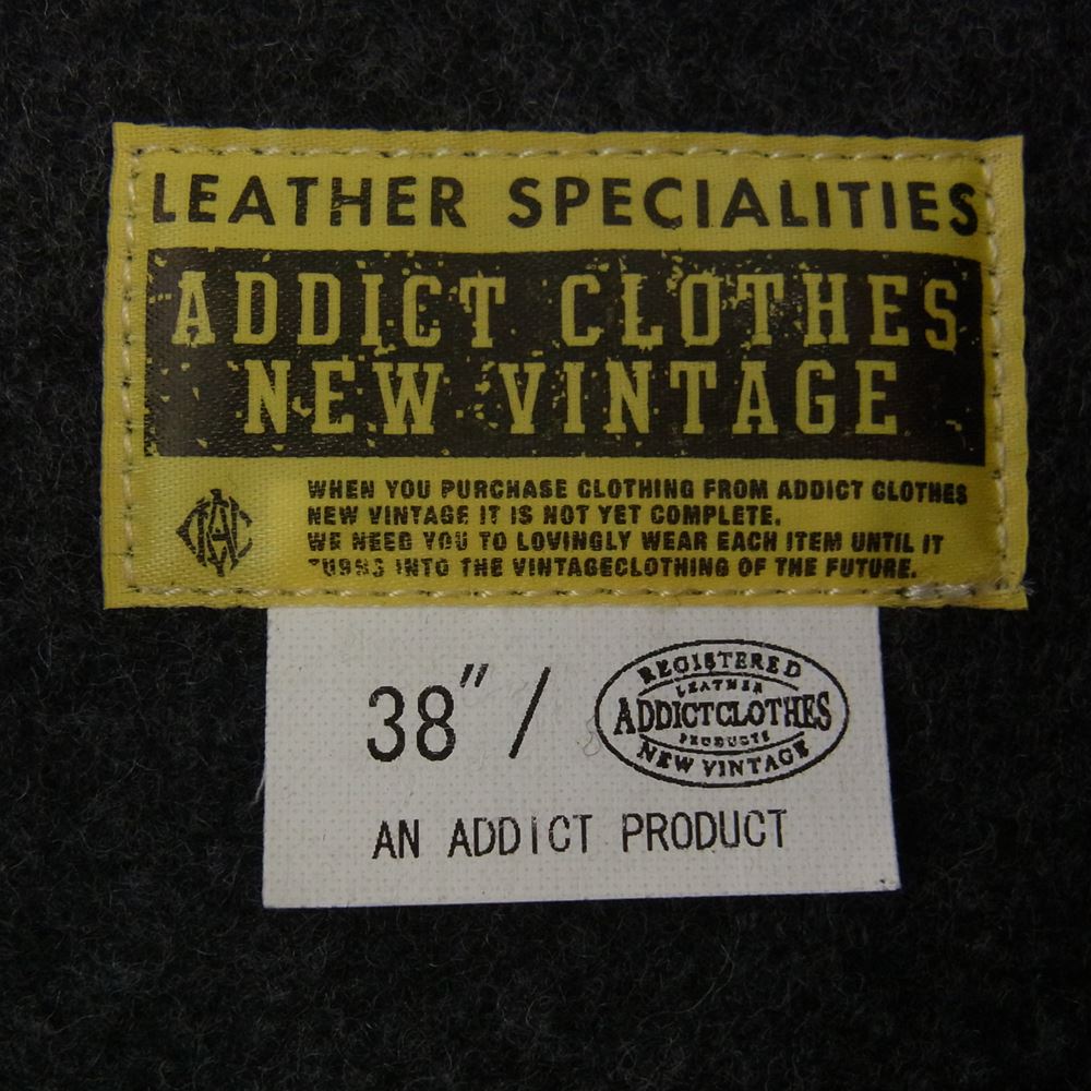 ADDICT CLOTHES アディクトクローズ AD-10 BMC JACKET DEER ベルト付 シープスキン レザー ジャケット ブラック系 38【美品】【中古】