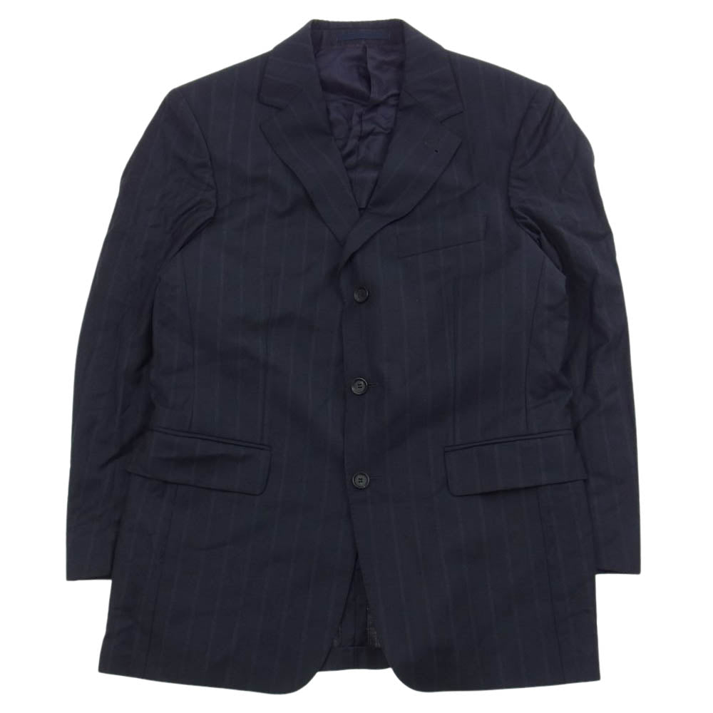 BURBERRY LONDON バーバリー ロンドン ストライプ テーラードジャケット スラックスパンツ セットアップ ネイビー ダークネイビー系 46【中古】