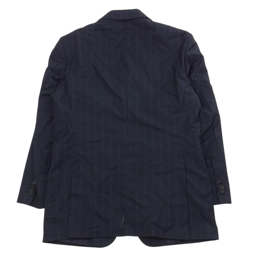 BURBERRY LONDON バーバリー ロンドン ストライプ テーラードジャケット スラックスパンツ セットアップ ネイビー ダークネイビー系 46【中古】
