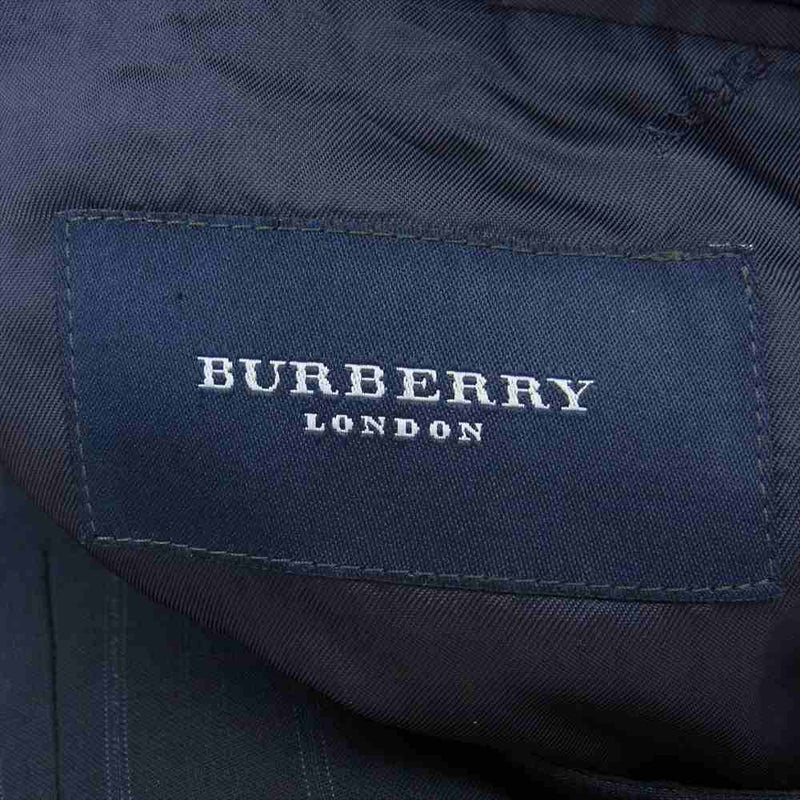 BURBERRY LONDON バーバリー ロンドン ストライプ テーラードジャケット スラックスパンツ セットアップ ネイビー ダークネイビー系 46【中古】