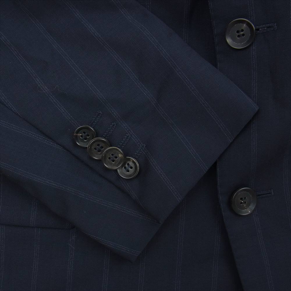 BURBERRY LONDON バーバリー ロンドン ストライプ テーラードジャケット スラックスパンツ セットアップ ネイビー ダークネイビー系 46【中古】