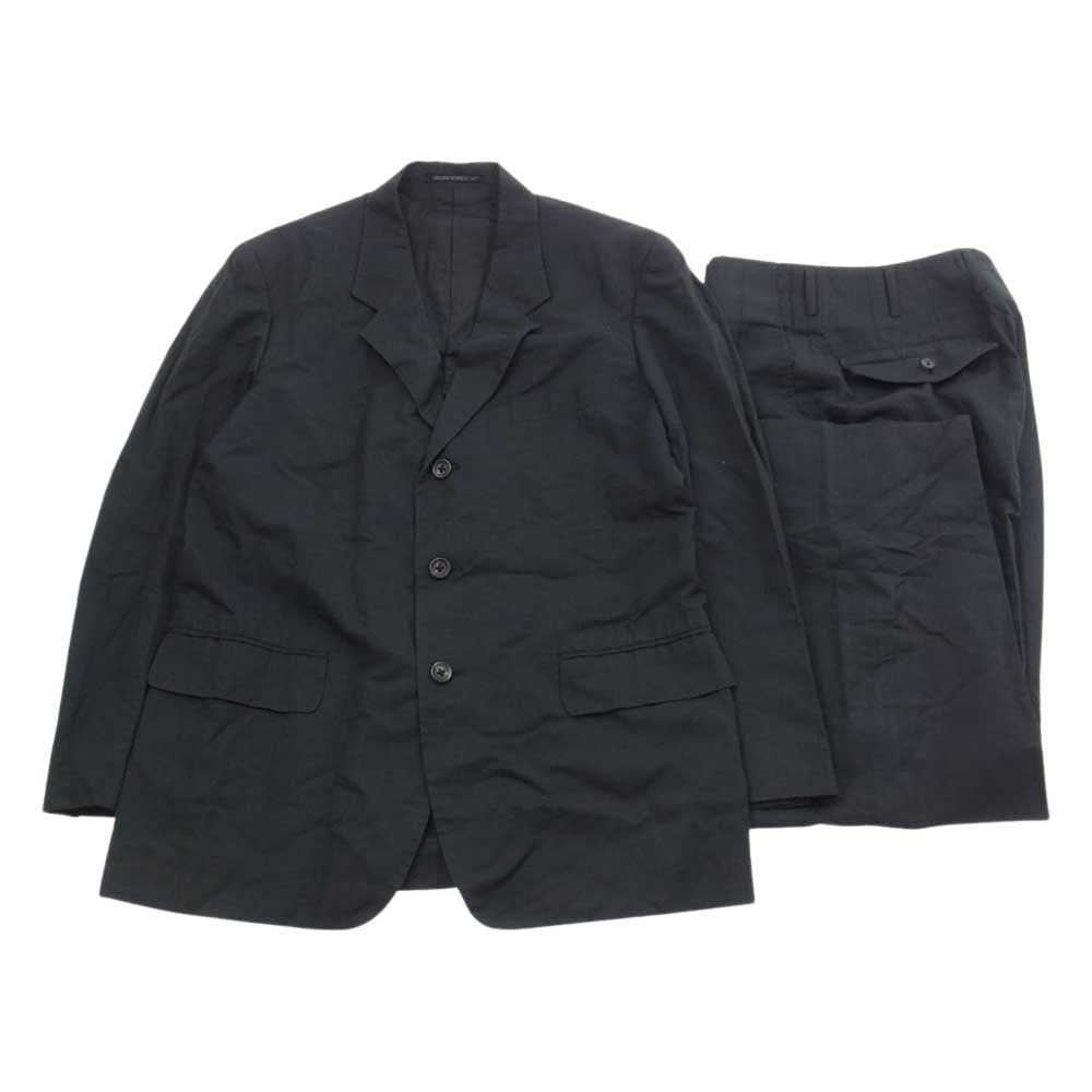 Yohji Yamamoto ヨウジヤマモト HE-J80-982 HE-P83-982 COSTUME D'HOMME コスチュームドオム リネンコットン 3Bテーラード ジャケット 2タック スラックス パン ツ セットアップ　 ブラック系 2【中古】
