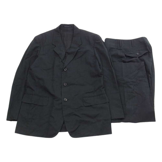 Yohji Yamamoto ヨウジヤマモト HE-J80-982 HE-P83-982 COSTUME D'HOMME コスチュームドオム リネンコットン 3Bテーラード ジャケット 2タック スラックス パン ツ セットアップ　 ブラック系 2【中古】