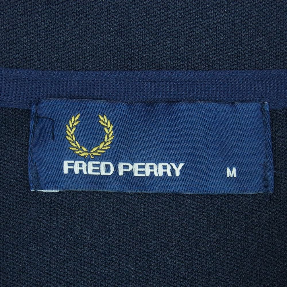 FRED PERRY フレッドペリー F1671 JERSEY CARDIGAN ジャージ ポリエステル カーティガン 日本製 ダークネイビー系 M【中古】