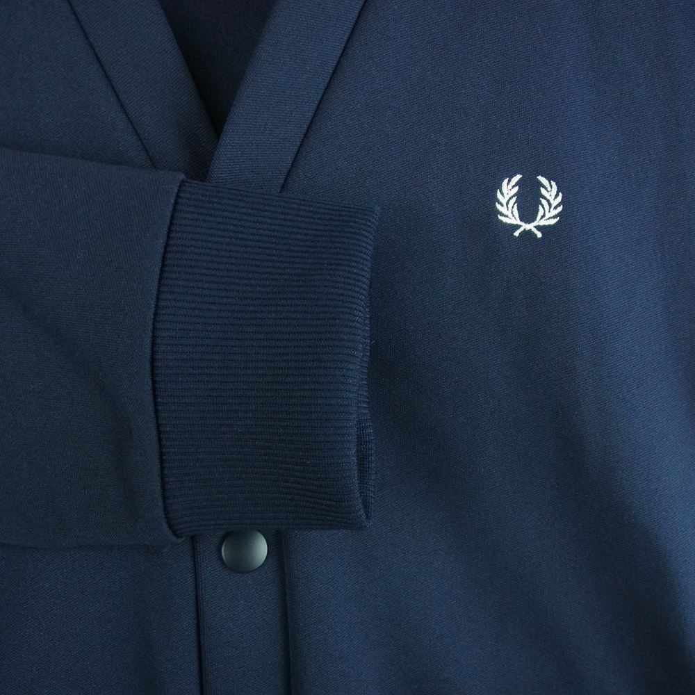 FRED PERRY フレッドペリー F1671 JERSEY CARDIGAN ジャージ ポリエステル カーティガン 日本製 ダークネイビー系 M【中古】