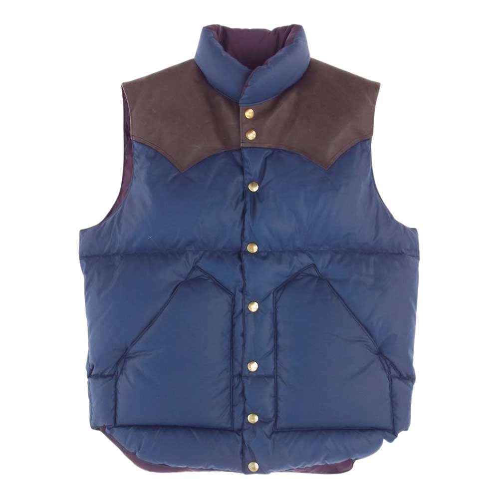 WAREHOUSE ウエアハウス × ROCKY MOUNTAIN ロッキー マウンテン ナイロン ダウン ベスト ネイビー系 ブラウン系 38【中古】