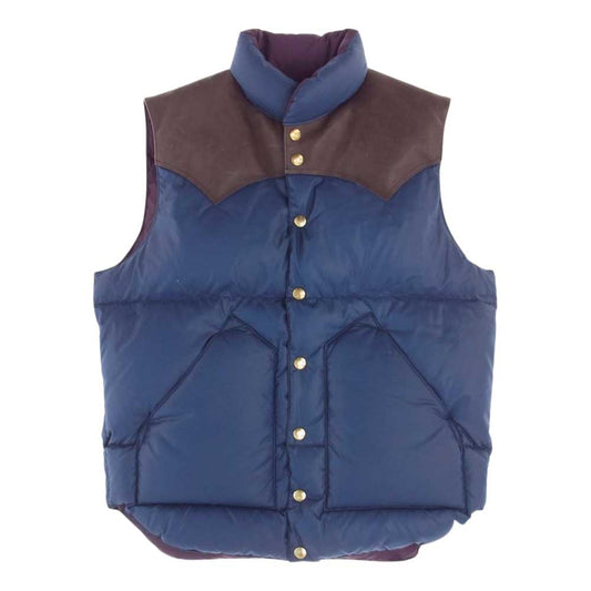 WAREHOUSE ウエアハウス × ROCKY MOUNTAIN ロッキー マウンテン ナイロン ダウン ベスト ネイビー系 ブラウン系 38【中古】