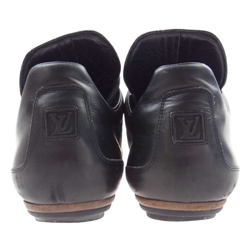LOUIS VUITTON ルイ・ヴィトン GO 0093 ロゴパッチ レザー ローカット スニーカー ブラック系 6.5【中古】