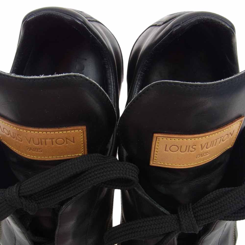 LOUIS VUITTON ルイ・ヴィトン GO 0093 ロゴパッチ レザー ローカット スニーカー ブラック系 6.5【中古】