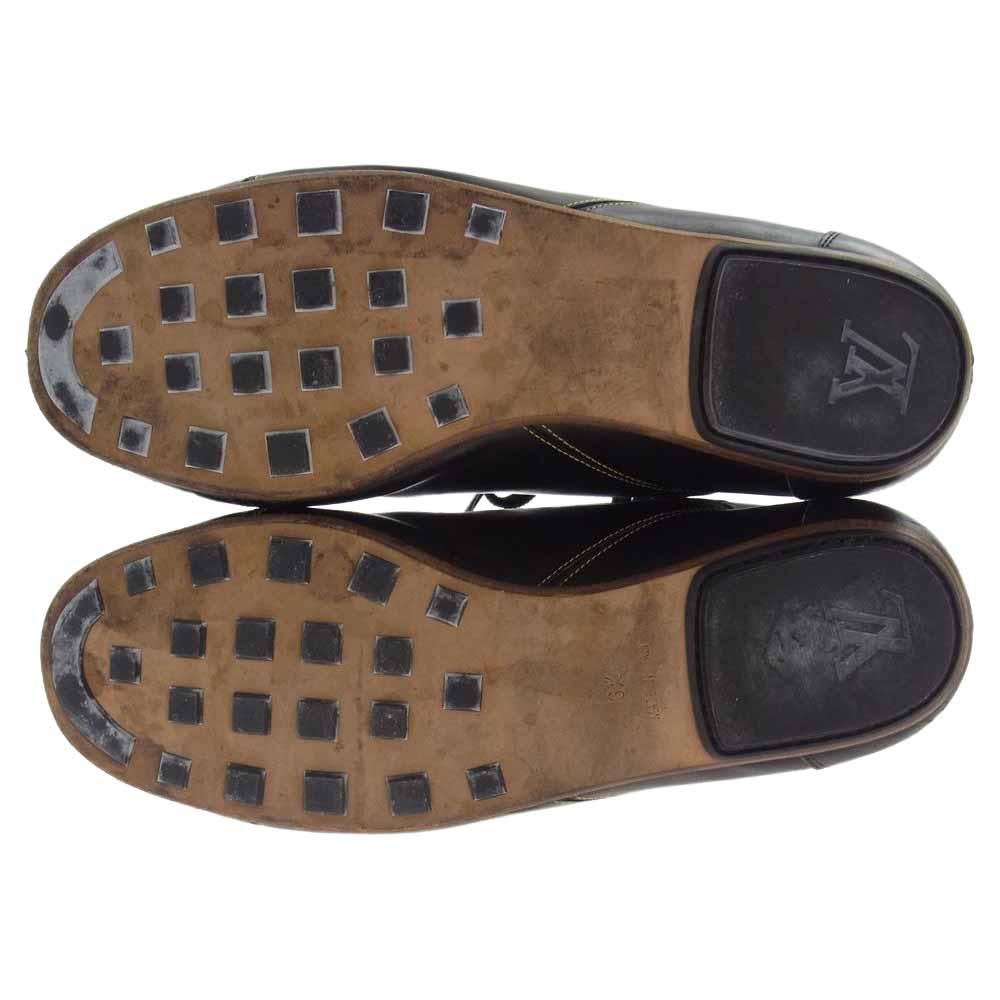 LOUIS VUITTON ルイ・ヴィトン GO 0093 ロゴパッチ レザー ローカット スニーカー ブラック系 6.5【中古】