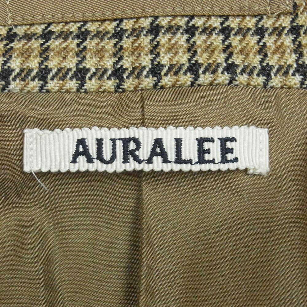 AURALEE オーラリー 17AW A7AC01BN Double Face Check Long Coat ダブルフェイス チェック ロング コート ベージュ系 ブラウン系 3【美品】【中古】