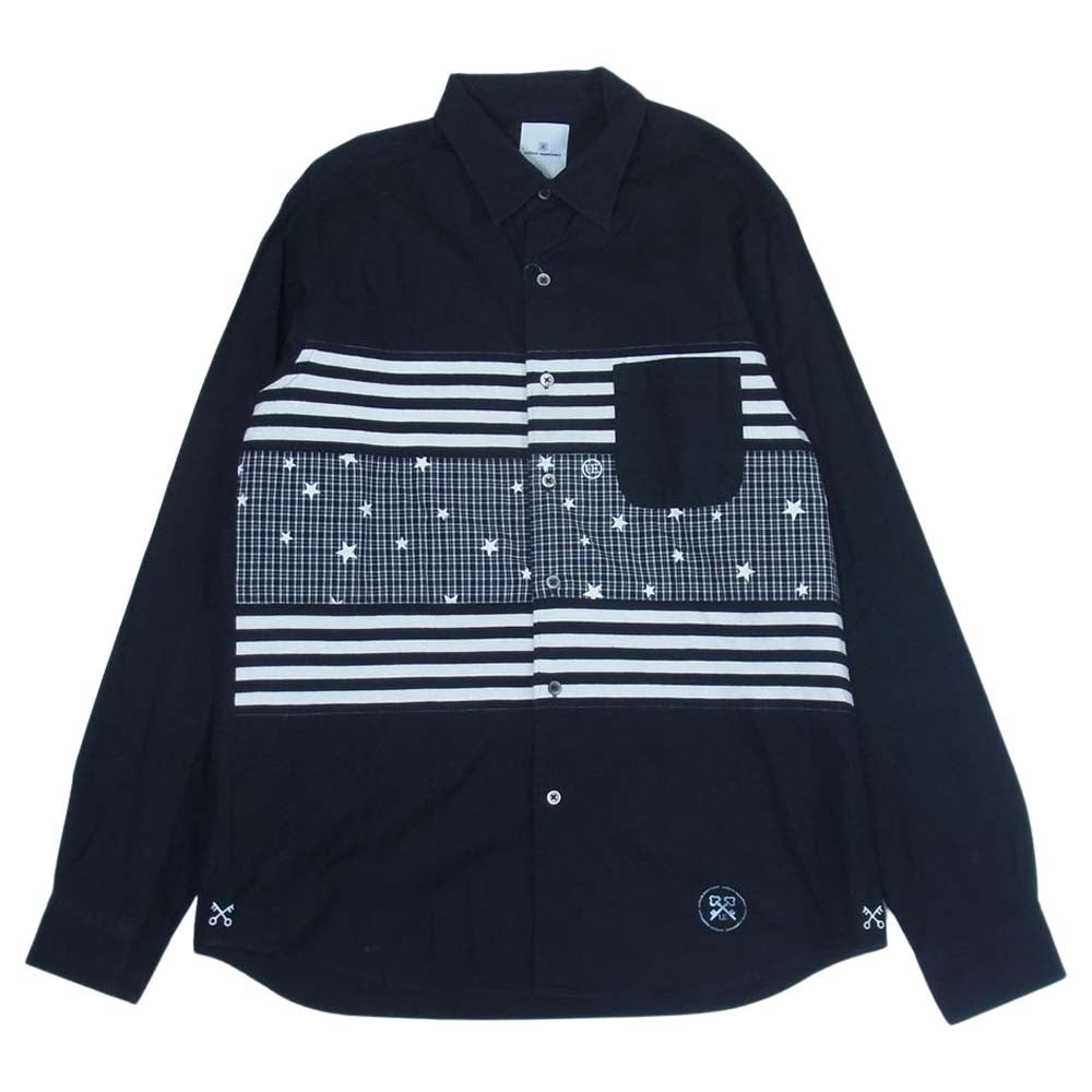 uniform experiment ユニフォームエクスペリメント UE-160028 FABRIC MIX REGULAR SHIRT 長袖 シャツ ブラック系 4【中古】