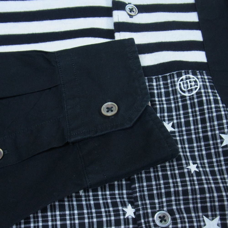 uniform experiment ユニフォームエクスペリメント UE-160028 FABRIC MIX REGULAR SHIRT 長袖 シャツ  ブラック系 4【中古】