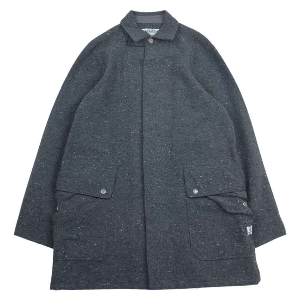 SASAFRAS ササフラス FALL LEAF COAT レーヨン混 ネップ ウール フォールリーフ コート グレー系 S【中古】