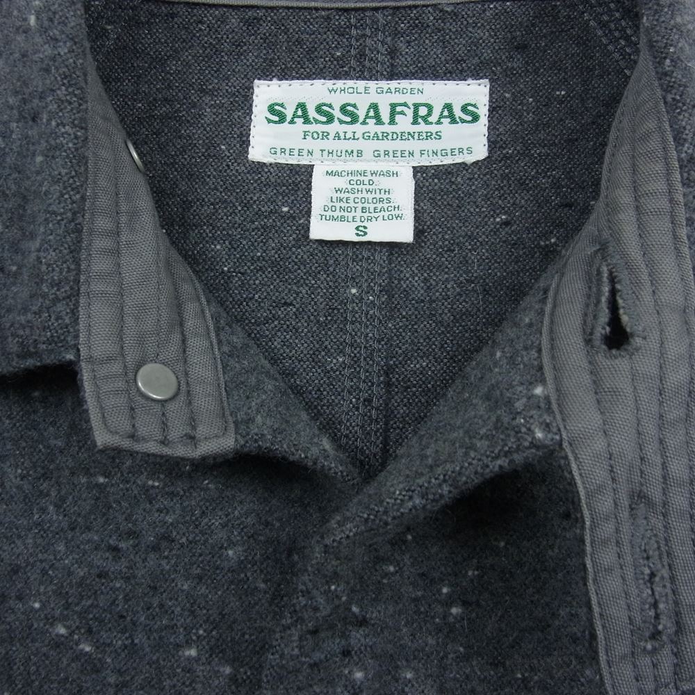 SASAFRAS ササフラス FALL LEAF COAT レーヨン混 ネップ ウール フォールリーフ コート グレー系 S【中古】