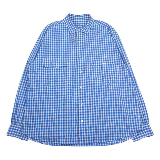 PORTER CLASSIC ポータークラシック 20SS  ROLL UP TRICOLOR SHIRT GINGHAM CHECK SHIRT ギンガムチェック ロールアップ 長袖 シャツ ブルー系 L【中古】