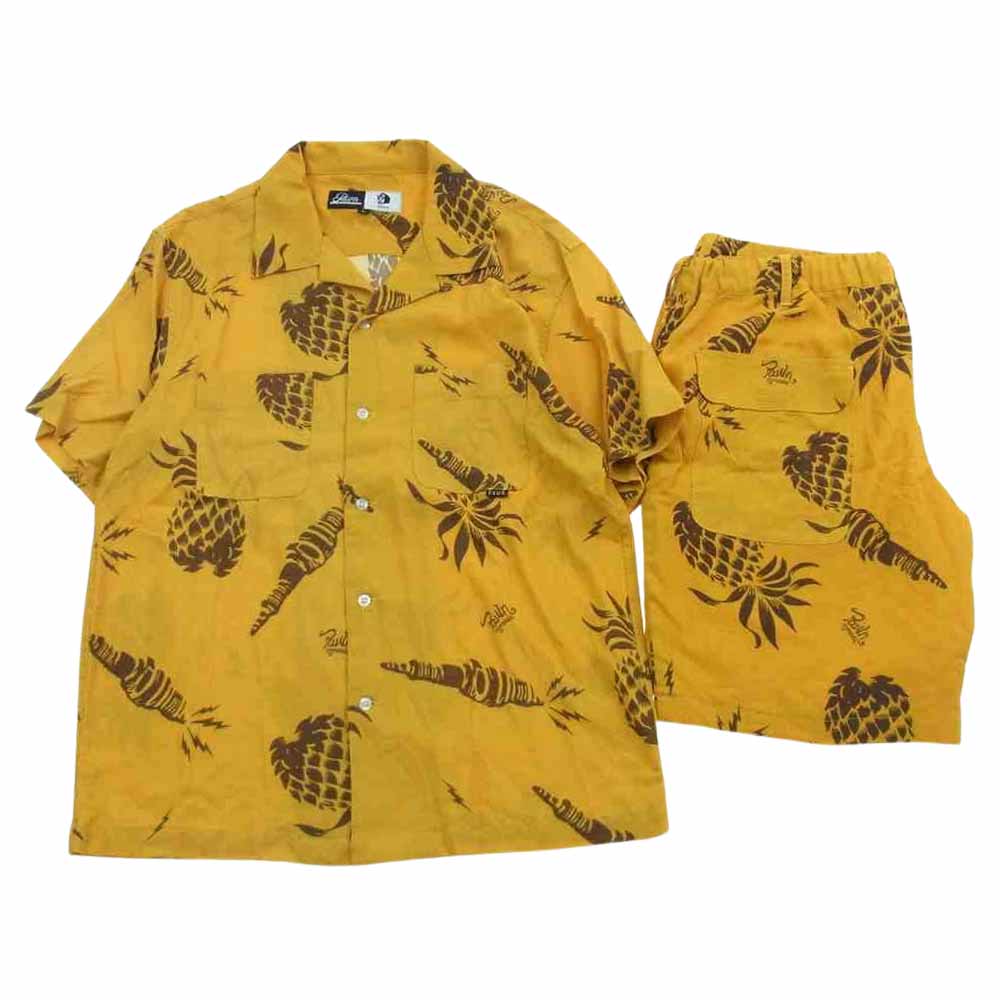 ポーン パイナップル アロハシャツ ショーツ セットアップ イエロー系 L【中古】