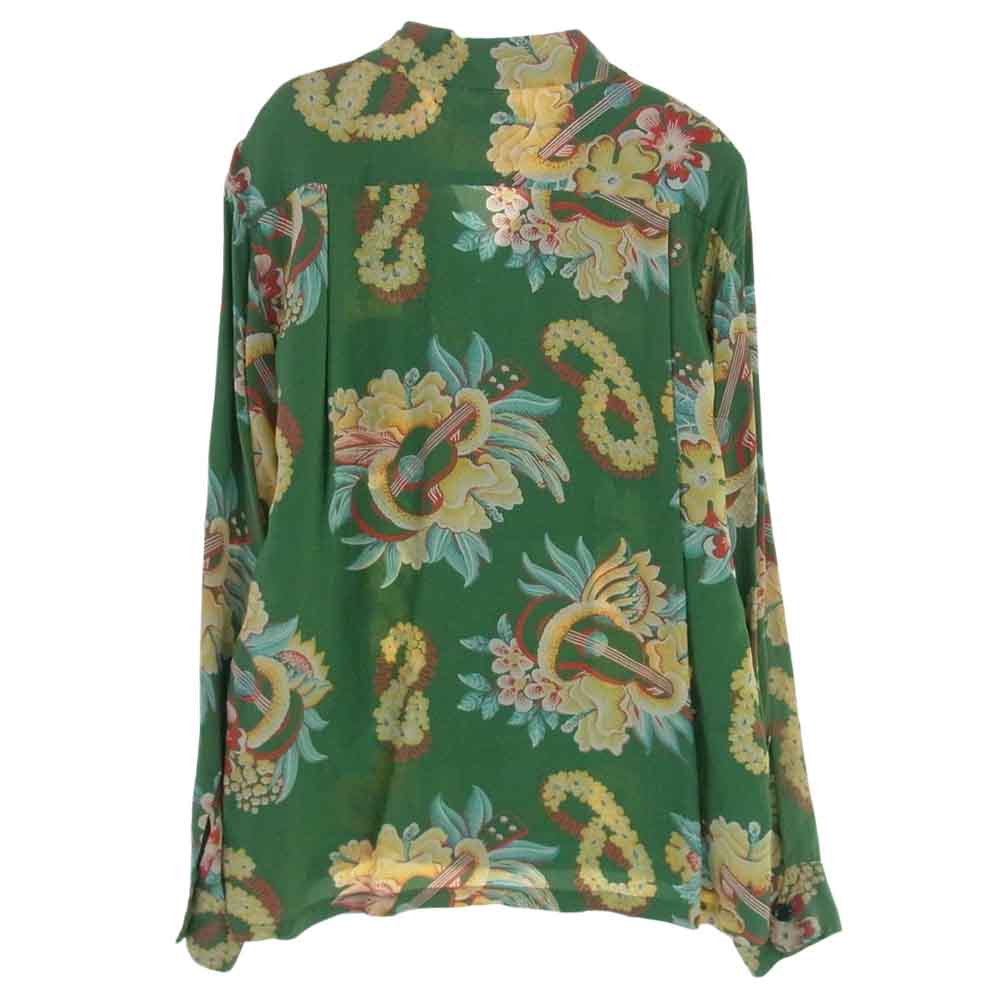 SUN SURF サンサーフ SS22139 アロハシャツ ロングアロハ マッキントッシュ ウクレレ 長袖 シャツ グリーン系 S【中古】